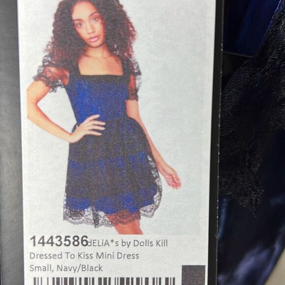 Delia’s by Dolls Kill Dress To Kiss Mini Dress Lace Babydoll Blue Small Nwt - Picture 6 of 7